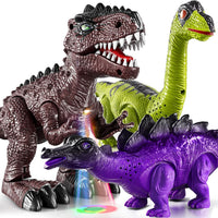 TEMI Walking Dinosaur Toys for Kids 3-5，3 Pack Electrical Dinosaurs