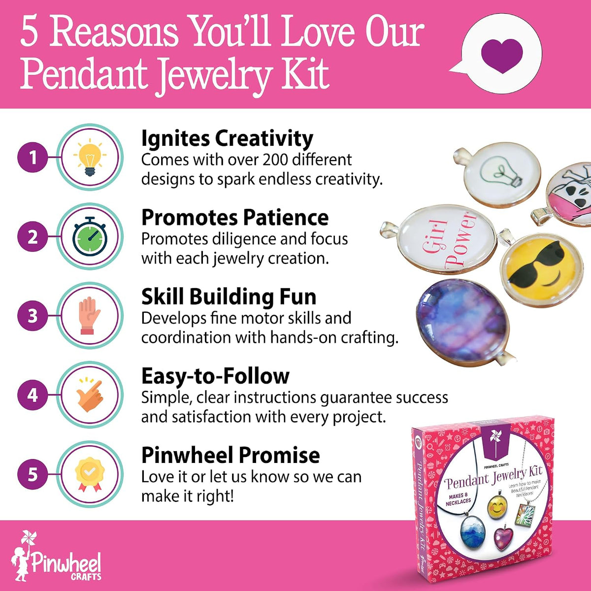 Pinwheel Crafts friendship bracelet kit with 100 floss threads, beads and storage bag - view 14