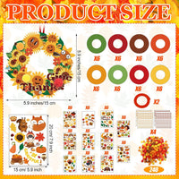 Hollowfly Thanksgiving paper wreath craft kits with gem stickers, ribbons and wool balls - view 39
