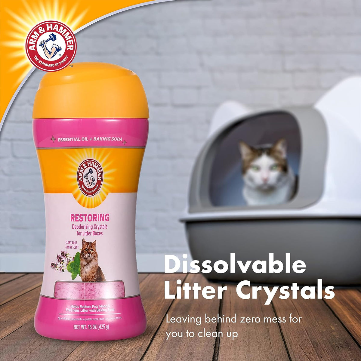Arm & Hammer Cat Litter Deodorizing Crystals - Clary Sage & Mint / 15 Ounce (Pack of 1) - image 3