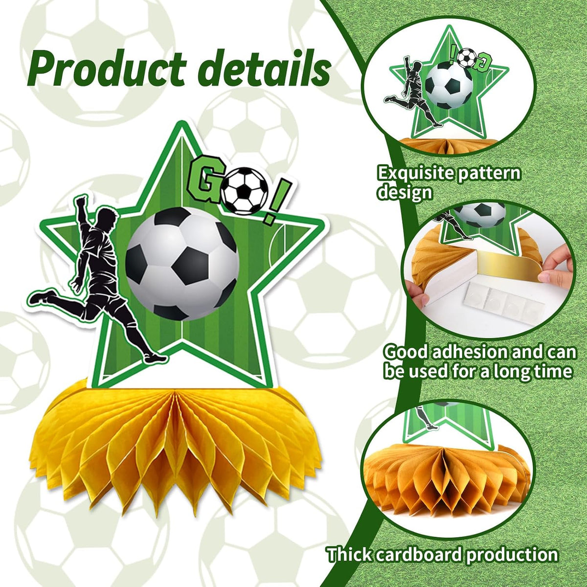 10 Pcs 80s Party Decorations, 1980s Table Honeycomb Centerpieces – Fun for Kids & Family - Soccer Style - image 3