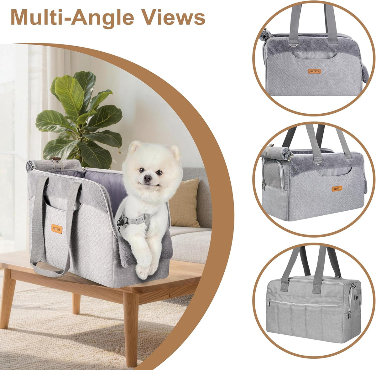 Dog Purse Carrier for Small Dogs Cats Rabbits Up to 12lbs - Grey-Furry - image 4
