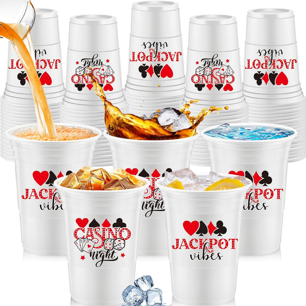 Norme 48 Pcs Checkered Flag Plastic Cups - Casino Night