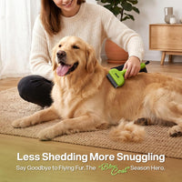 Pecute Self-Cleaning Undercoat Rake for Dogs Cats with Long/Double - Green - image 3
