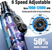 Casfuy Smart 6-Speed Dog Nail Grinder with LED Lights Safe - Dark Blue - image 2