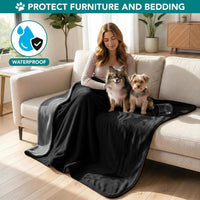 PetAmi Waterproof Dog Blanket, Leakproof Pee Proof Cat Blanket - Black/Gray / Medium (29x40) - image 2