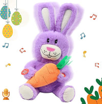 Hopearl Talking Singing Bunny Repeats What You Say Rabbit Musical Shaking Head Electric Interactive Animated Toy Speaking Plush Buddy Gifts for Toddlers, Purple, 15''