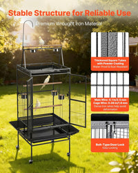VEVOR Bird Cage, Flat Top - Black / 32.7"L x 31.1"W x 82.7"H - image 3