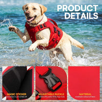 Dog Life Jacket Medium,Ripstop Dog Flotation Vest for Medium Dogs – Essentials for Dogs - Medium / Red - image 3