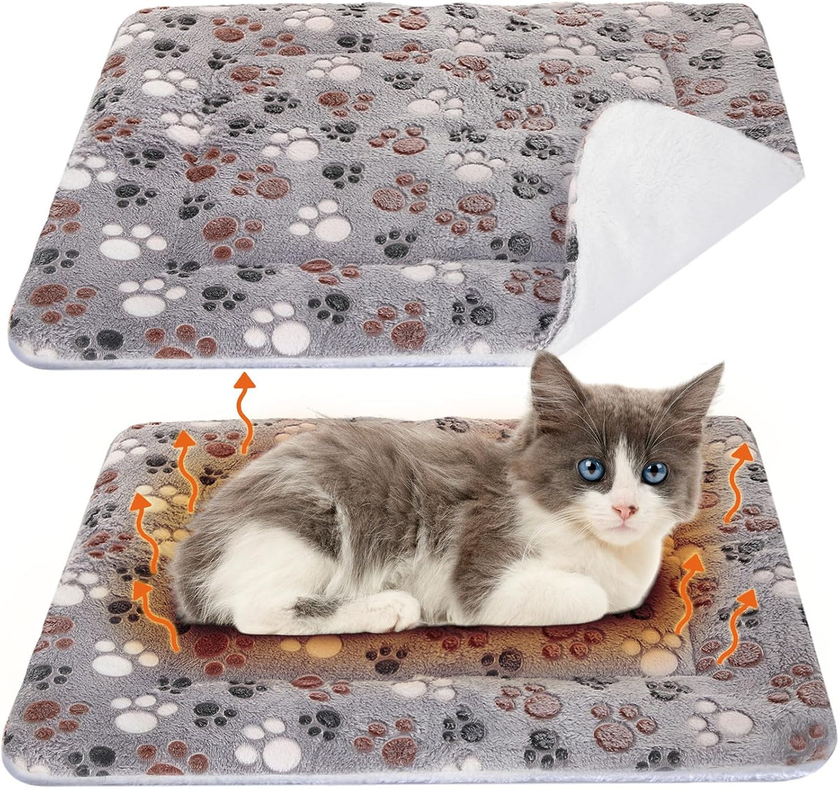 2 Pack Self Warming Cat Dog Bed Pad - Black / 22'' X 18'' / Dog Paw