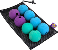 Chew King Fetch Balls Extremely Durable Natural Rubber Toy 2.5 inch - Fetch Balls - 8-Pack (2.5" Balls) - Blue, Green, Purple