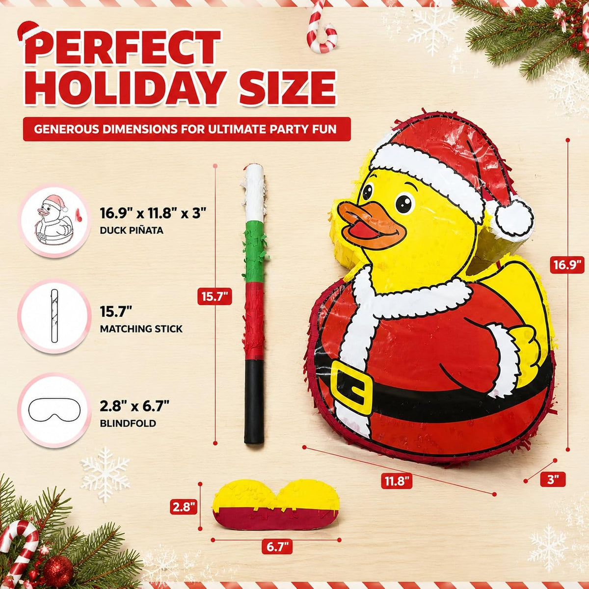Lewtemi 17.3 inch red chili pepper pinata set with blindfold, pinata stick and confetti - view 11
