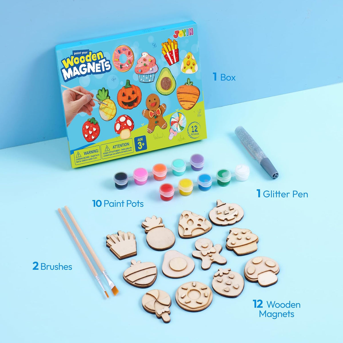 JOYIN 12 Wooden Magnet Painting Kit - Food - image 2
