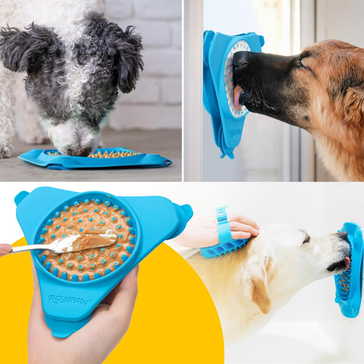Lick Mat for Dogs with Suction Cups, XL, Blue - 2-Pack XL & Small - image 4