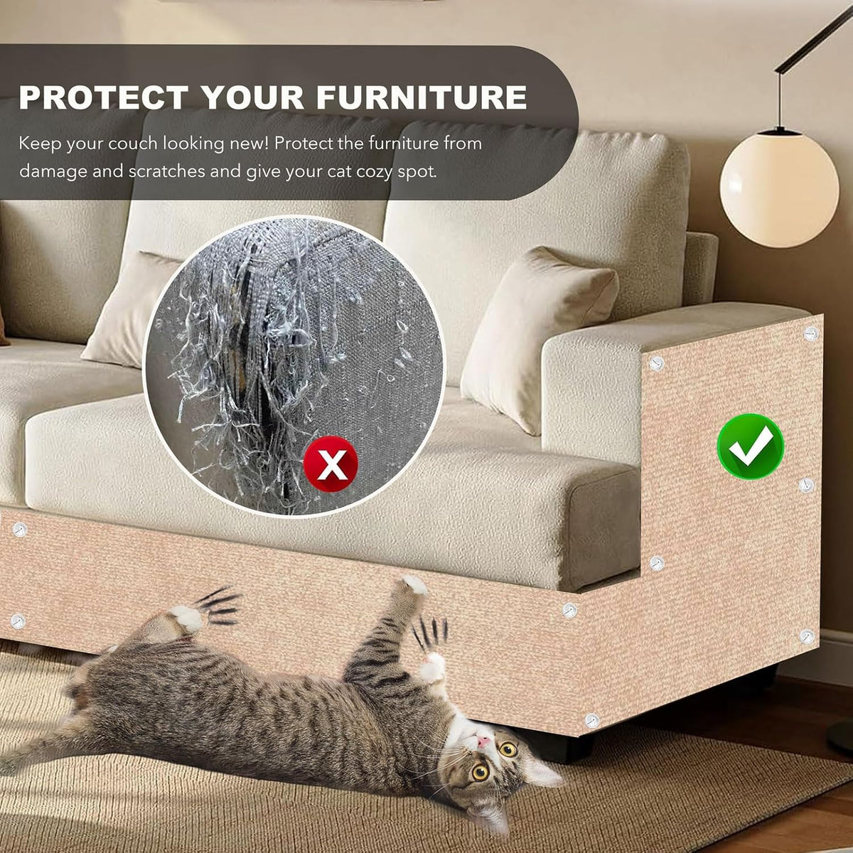 Self-Adhesive Cat Scratching Mat - Beige / 78.7"X15.8" - image 4