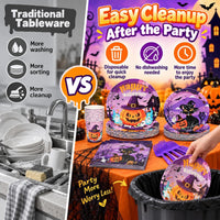 qonimi Halloween plates and napkins set, 75 piece disposable tableware - view 14