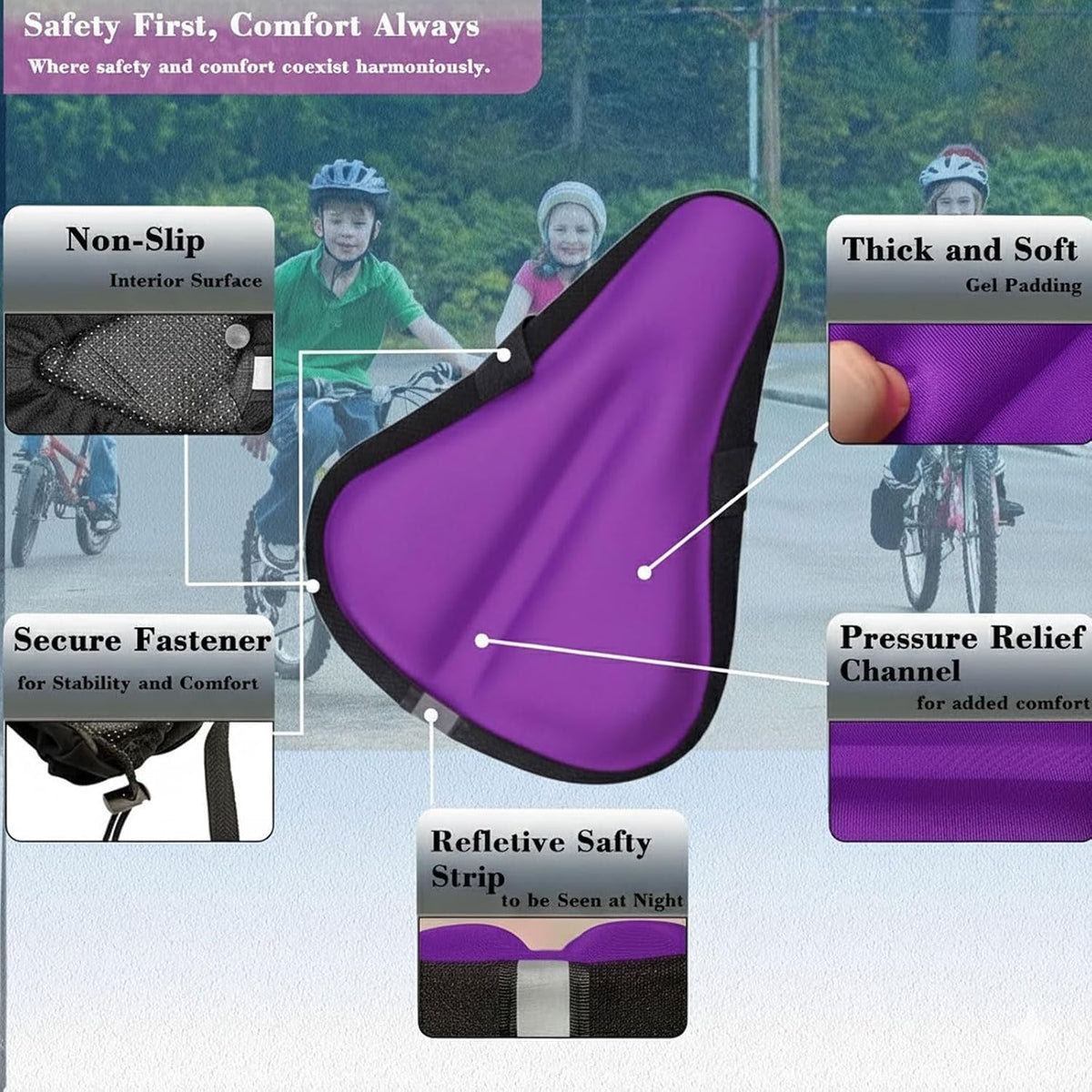 TCheung gel seat cushion for 9x6 inch kids bike seats with outdoor cover - view 9