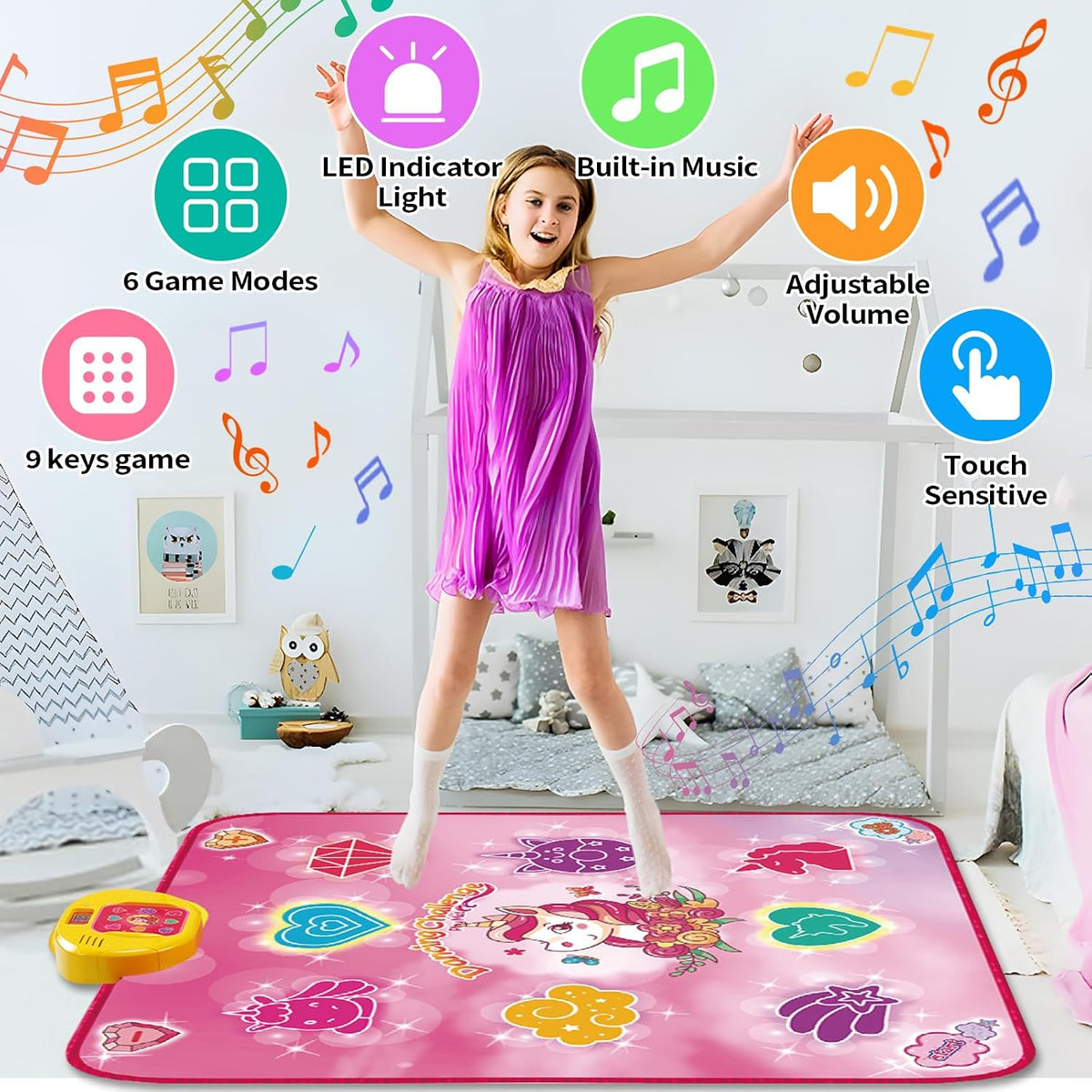 maysida Dance Mat Toy Gift for Kids ages 3-12 - Pink - image 4