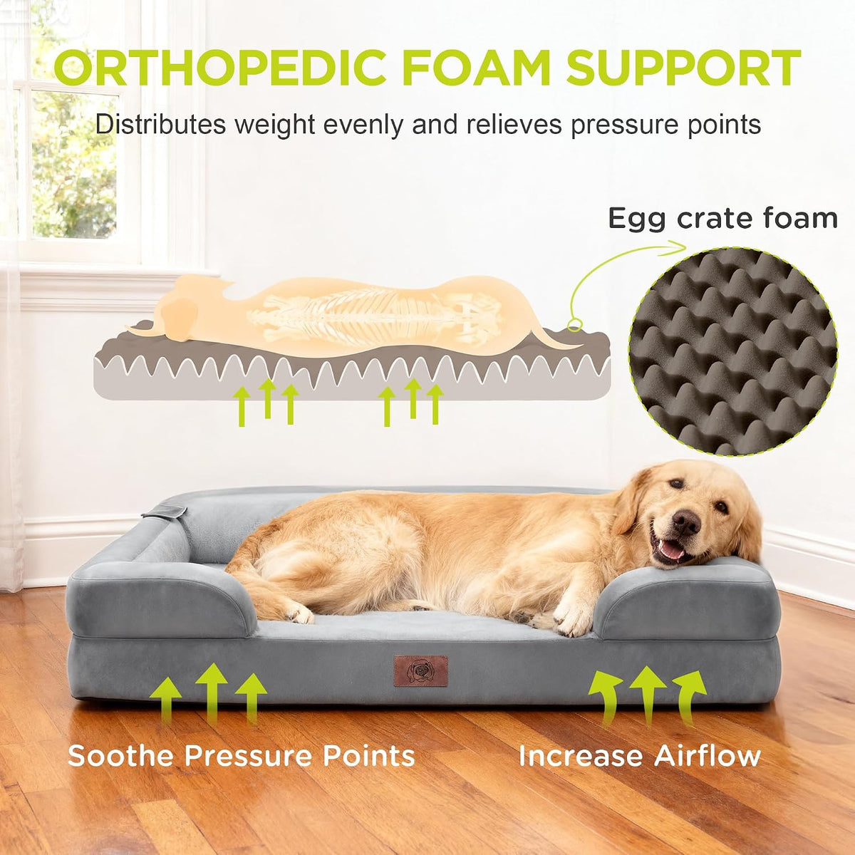 Waterproof Orthopedic Dog Bed for Extra Large Sized Dogs – Essentials for Dogs - X-Large(42"L x 30"W x 9"Th) / Grey - image 2