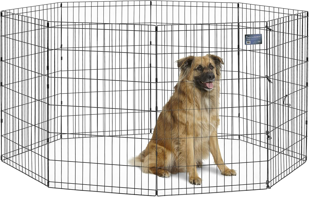MidWest 30-Inch Exercise Pen, Single Door, 16 Sq Ft Play Area – Essentials for Dogs - Black No Door / 36" H