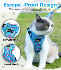 Cat Harness and Leash Set, Escape Proof Kitten Harness, Black - H604 Pro Ocean Blue / X-Small (4-6lb) - image 2