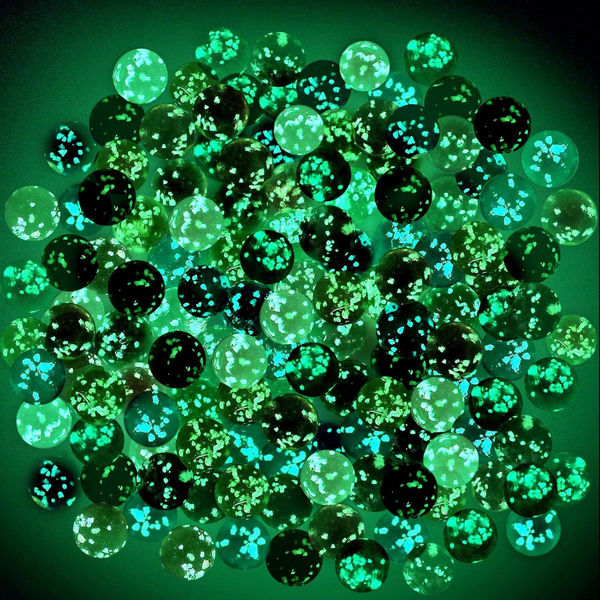 Gejoy 100 glow in the dark glass marbles in ten colors, 0.47 inch