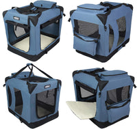 EliteField 3-Door Soft Dog Crate with Bed & Carrying Bag – Essentials for Dogs - Blue Gray / 30.0"L x 21.0"W x 24.0"H - image 4