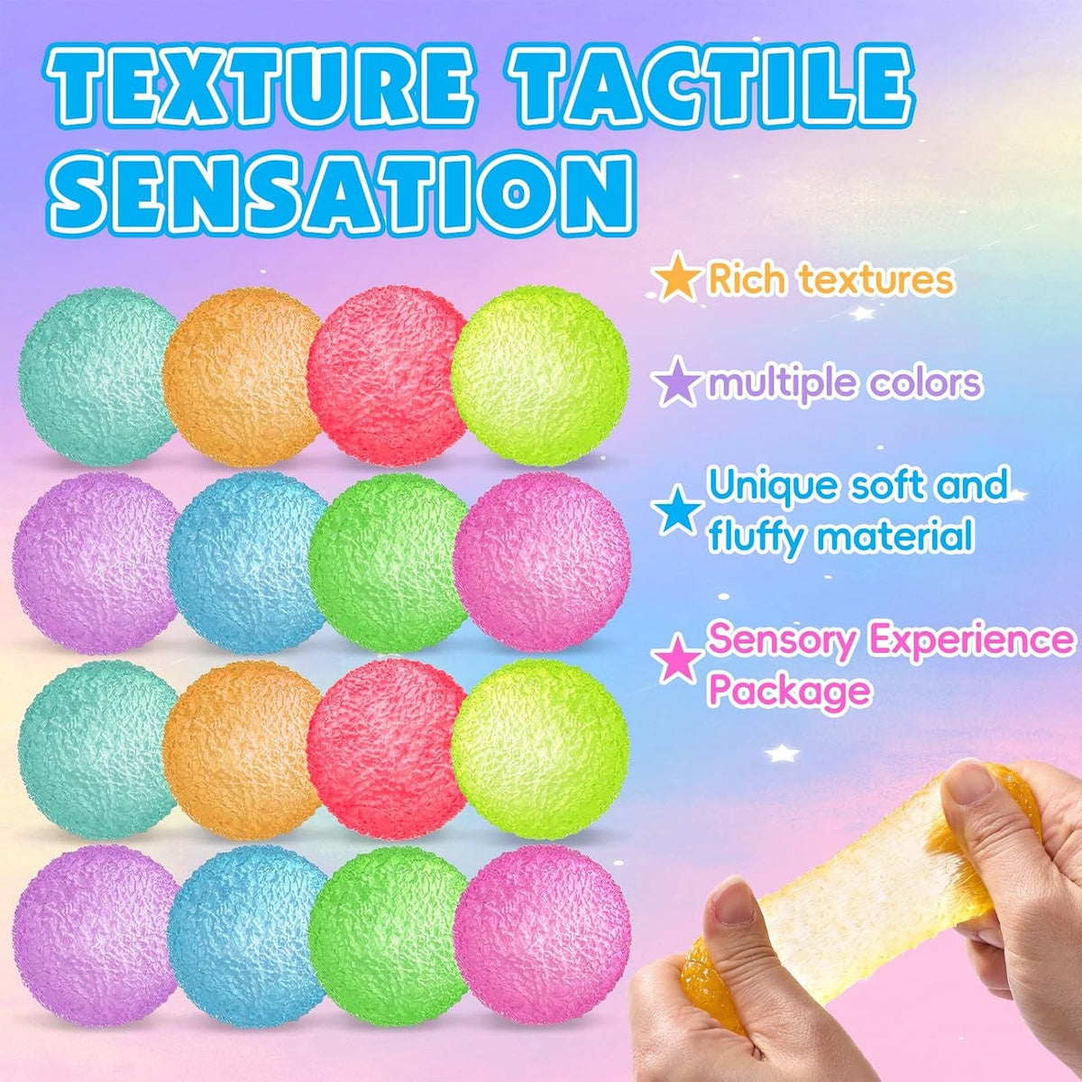 16 Pack Slow Rising Stress Balls，Textured Memory Soft Stress Ball – Fun for Kids & Family - 16 Pcs Grass Stress Balls - image 3