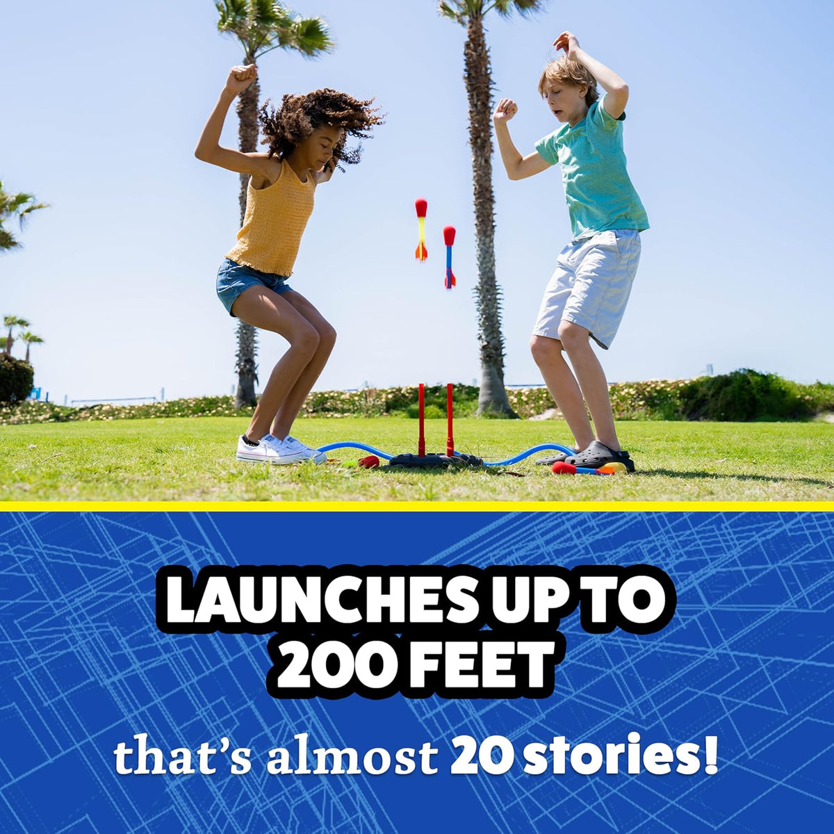 Stomp Rocket Original Dueling Rocket Launcher for Kids - Dueling Launcher + 4 Rockets - image 3