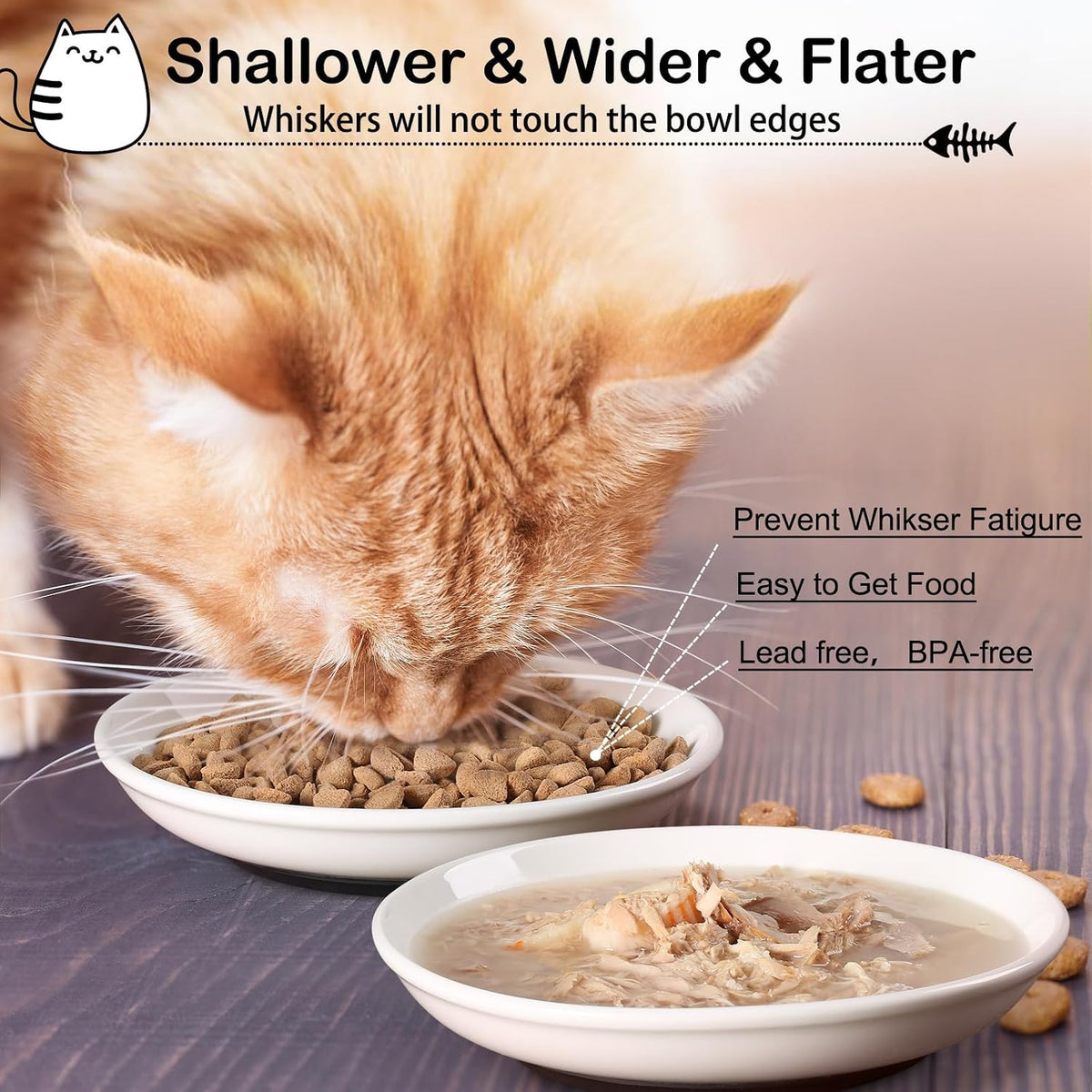 No Spill Cat Bowls, Cat Food Bowl - Shallower-3 Pack - image 4