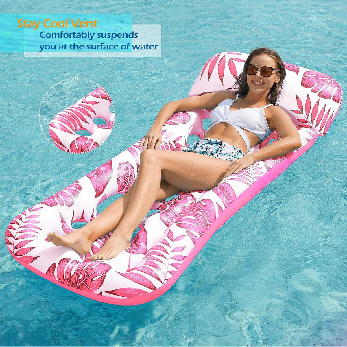 Jasonwell Inflatable Pool Float Lounge - Blue & Rose / 2 - image 2