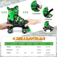 Kuxuan Adjustable Roller Skates with Fun Illuminating Rollerskate - Camo Green / Large - Youth(4-7US) - image 3