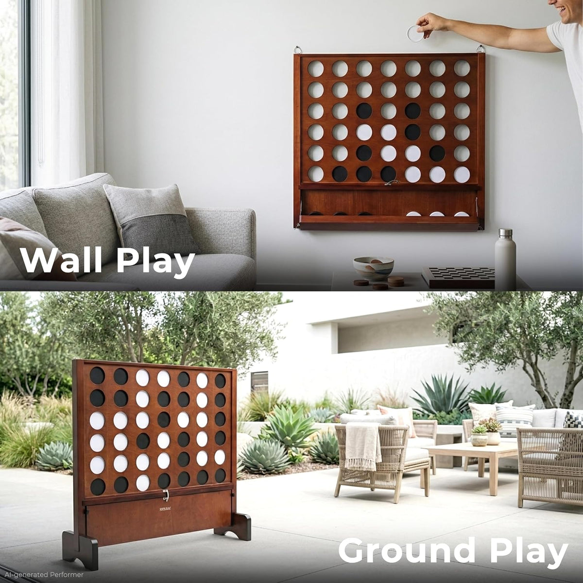 SPORT BEATS giant wooden 4 in a row connect game with catch tray and plastic coins - view 6