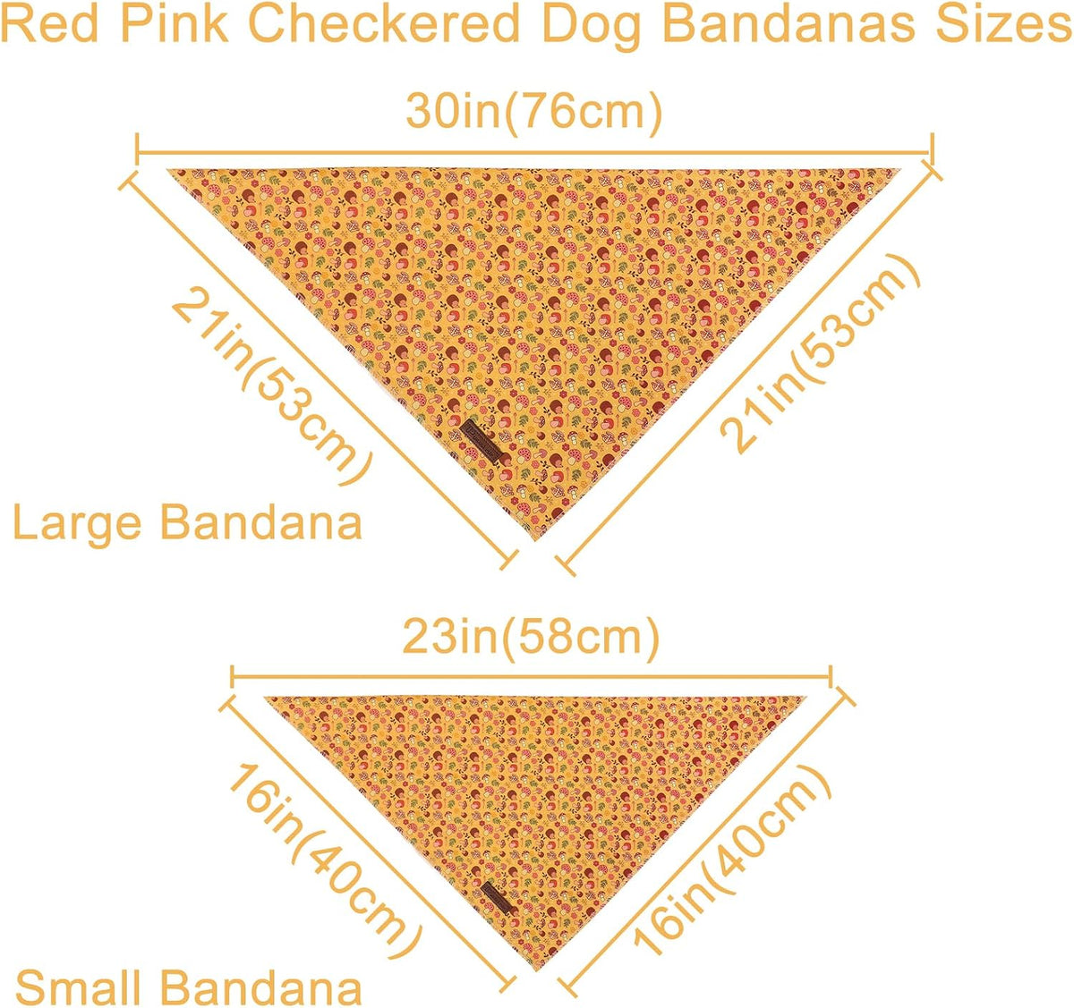 Summer Dog Bandana, UP URARA PUP Strawberry Triangle Bid Scarf for Medium Large Dogs, Cotton - Hedgehog Mushroom B / S - image 4