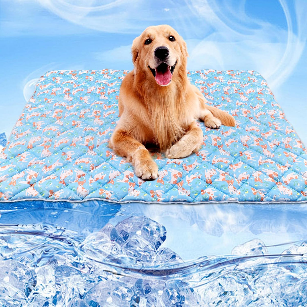 Cooling Blanket for Dogs, Dog Cooling Mat & Bed, Lightweight - Blue / Medium