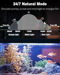 Pawfly 14W Aquarium LED Light 28 Inch 24/7 Fish Tank with Full Spectrum Brilliant White Blue Red Green Lights Multi-Colored LEDs with D/N Mode Single Color Effect Timer and Adjustable Brightness
