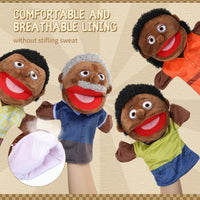Lenwen 6 African American family hand puppets with movable mouths and colorful clothes - view 10