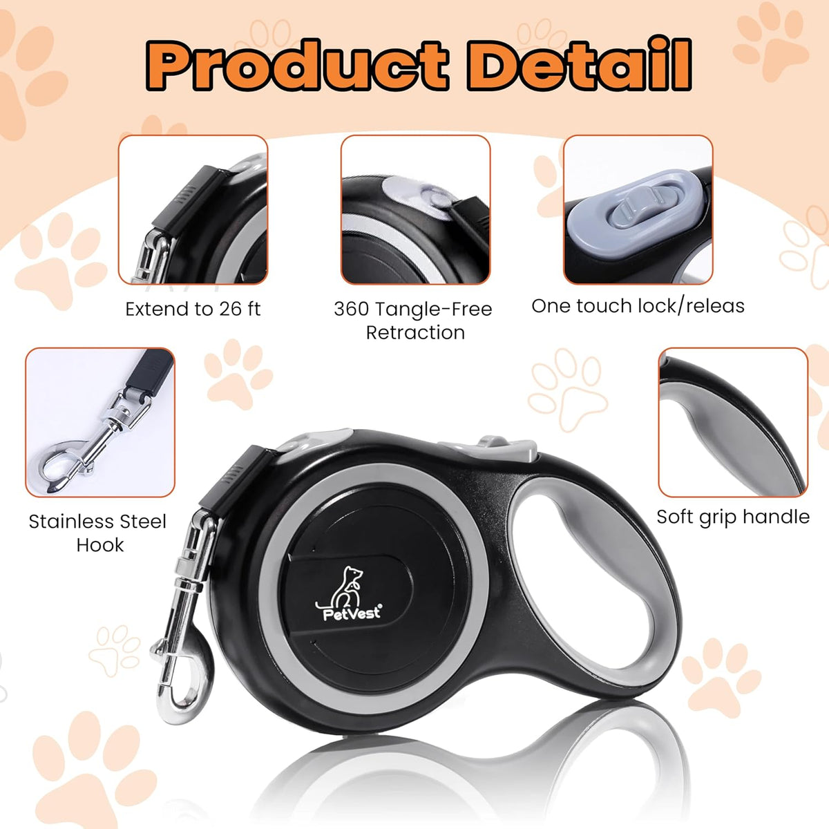 Retractable Dog Leash, Extendable up to 26 FT - 26 FT - image 4