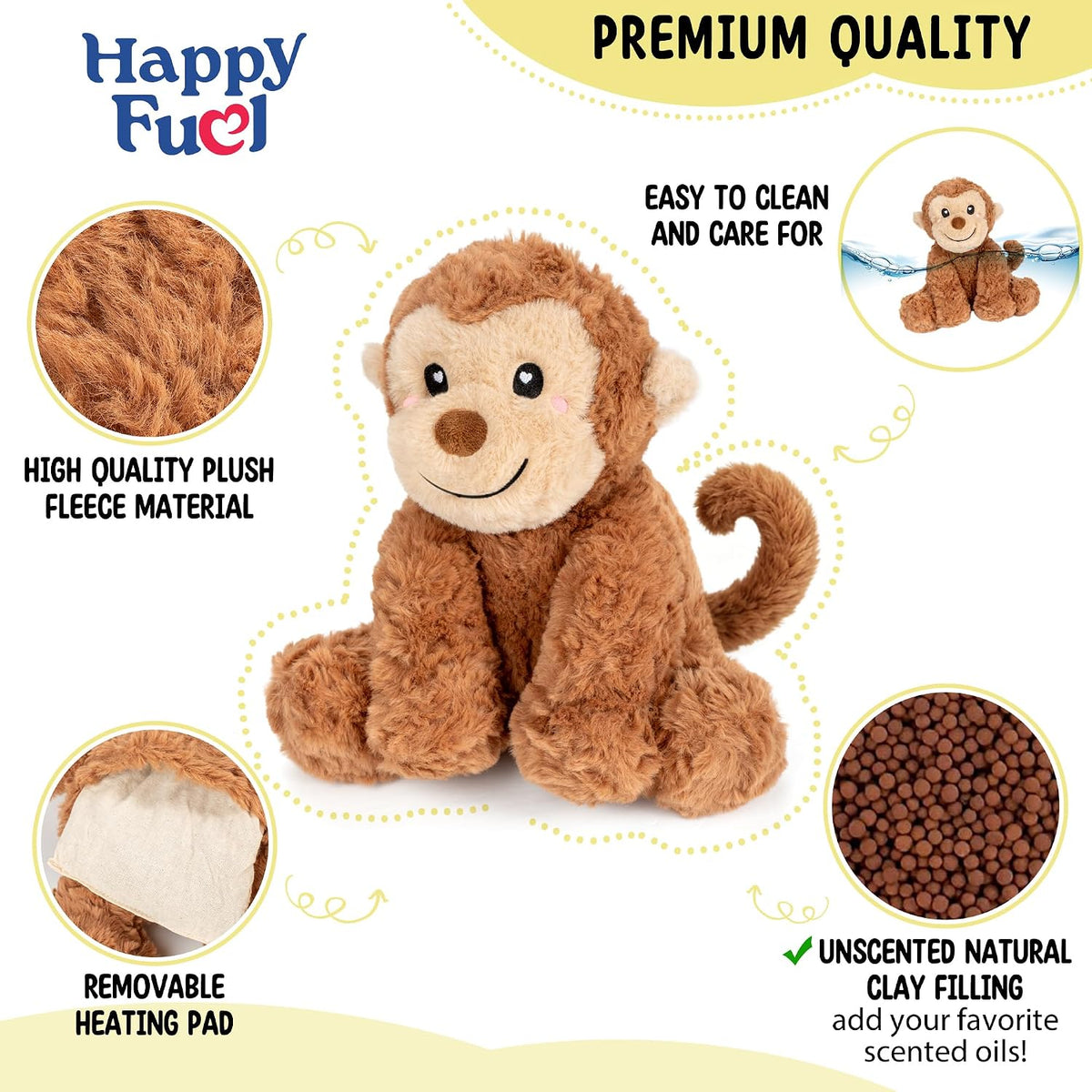 Bunny Microwavable & Weighted Stuffed Animals - Monkey - image 2