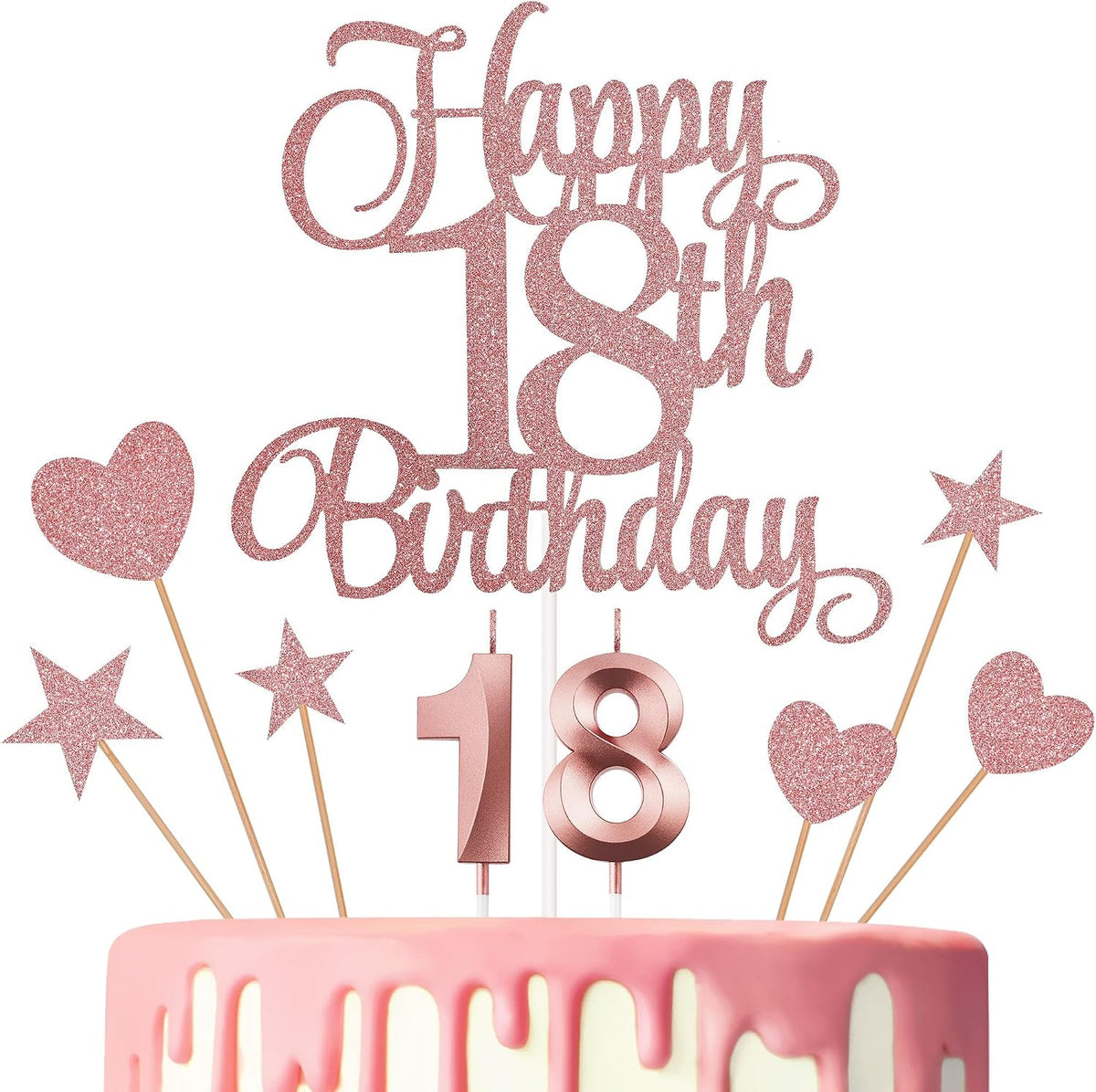 18th Birthday Cake Decorations - Rose Gold