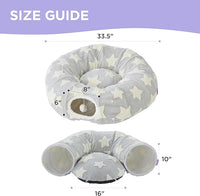 Lesure Cat Tunnel Bed for Indoor Cats - Cute Cat Donut Tunnel Toys for Small Large Cats with Washable Circle Cushion, Round Pet Peekaboo Cave Toy for Kitten/Puppy/Rabbit, Standard Grey