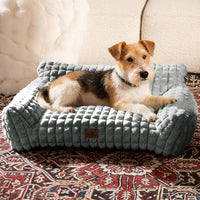Cat Couch Bed with Fluffy Faux Rabbit Fur for Indoor Cats - Grey / Medium: 30"L x 20"W x 10"Th