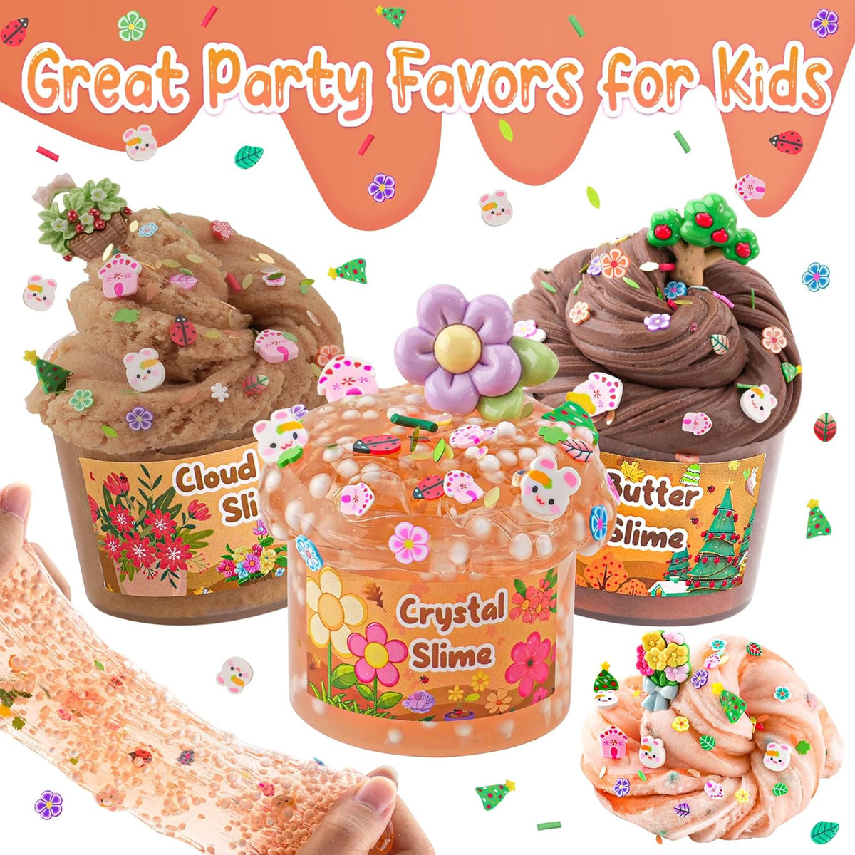 6 Pack Halloween Slime Kit, Cloud Butter Slime for Girls Boys – Fun for Kids & Family - Brown - image 2