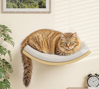 Cat Window Perches, Curved Cat Wall Beige Bed and 2 Floating Wall Steps, Wall Mounted Climbing Shelves for Sleeping, Playing, and Lounging