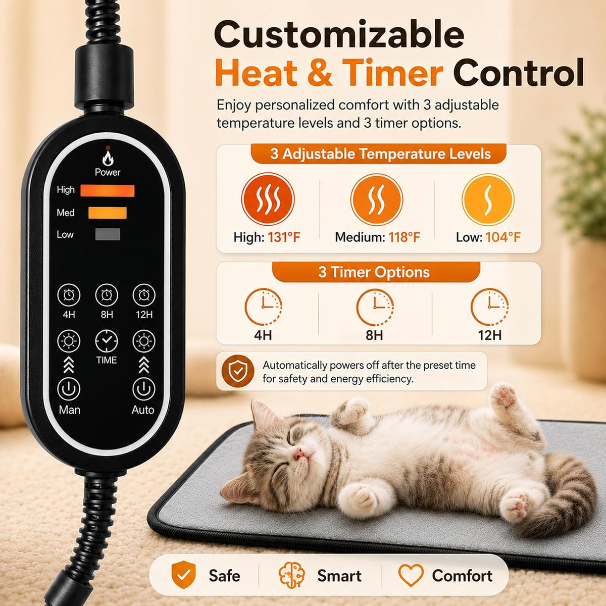 Pet Heating Pad for Cats & Dogs - light grey / 17.7" x 17.7" - image 4