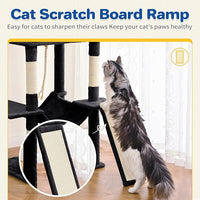 Cat Tree Tower 63in Multi-Level Cat Tower for Indoor Cats with Sisal Scratching Posts, Condo, Hammock, Dangling Ball and Extended Platform for Cats to Play, Black