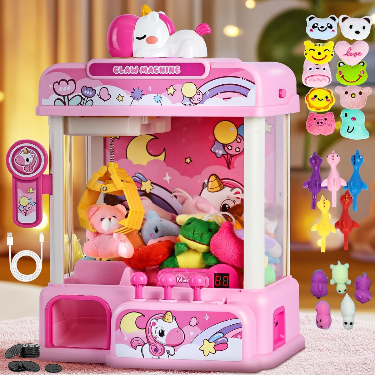 CWLAKON Claw Machine for Kids Boys Dinosaur Toys - Pink