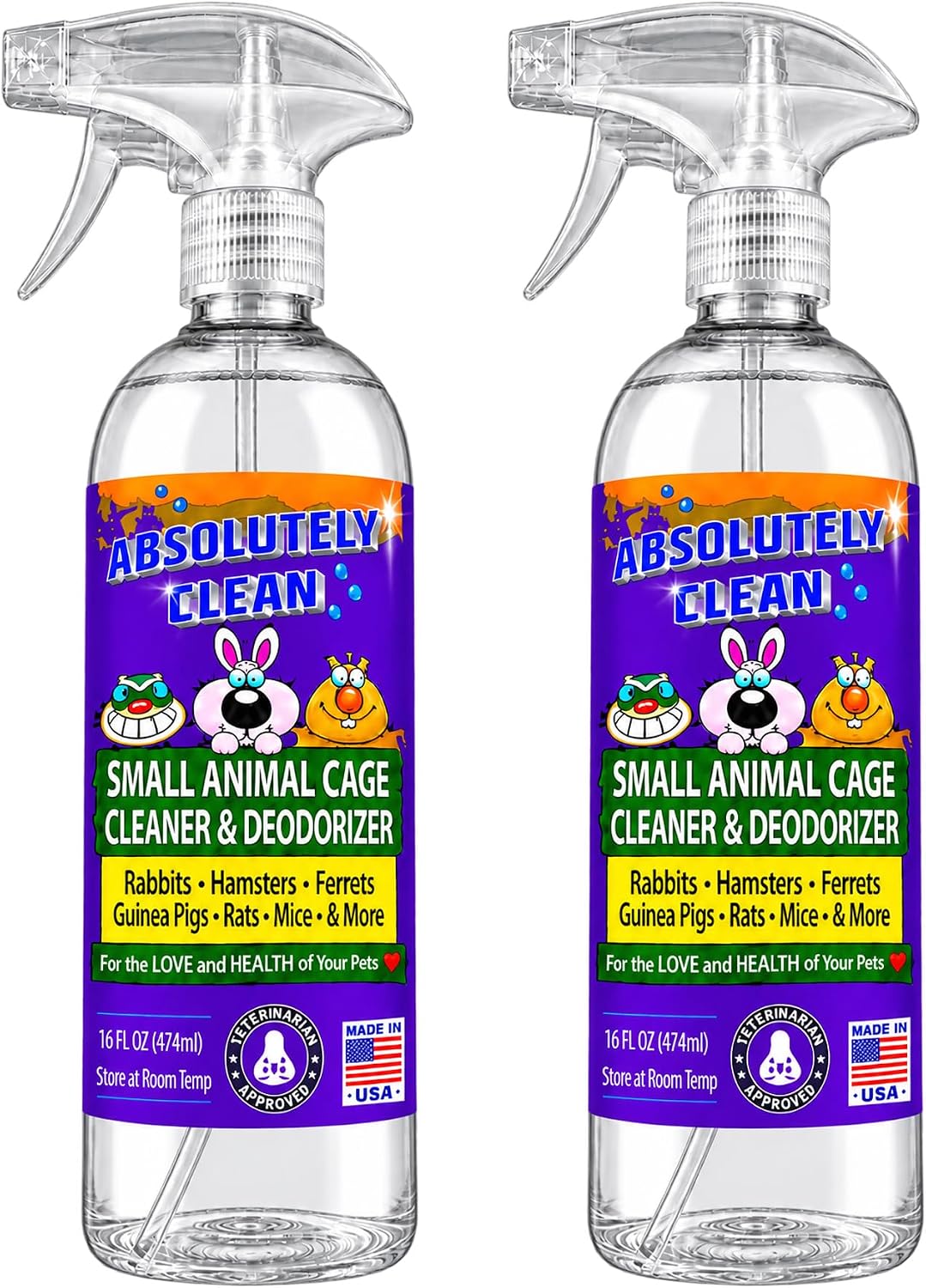 Absolutely Clean Amazing Small Animal Cage Cleaner - 16 Fl Oz (Pack of 2)