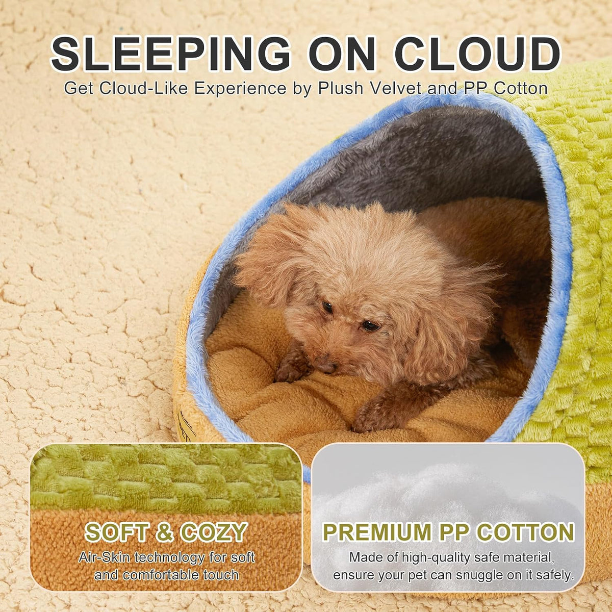Cute Cat Beds for Indoor Cats, Cave Bed for Kittens - Large / Green - image 4