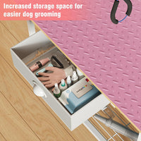 Dog Grooming Table with Drawers and Mesh Tray - Pink / Medium,1‑Drawer - image 2